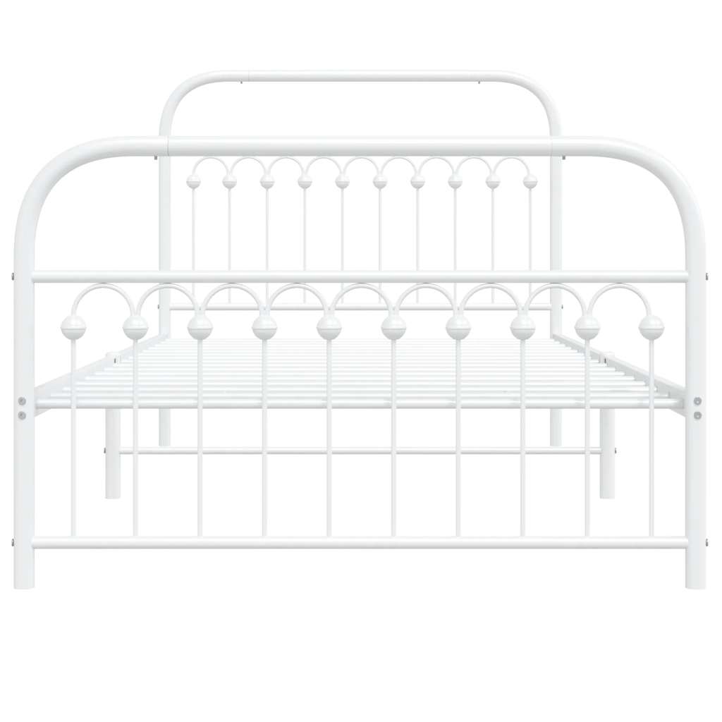 Cadre de lit métal sans matelas et pied de lit blanc 107x203 cm - XIOS