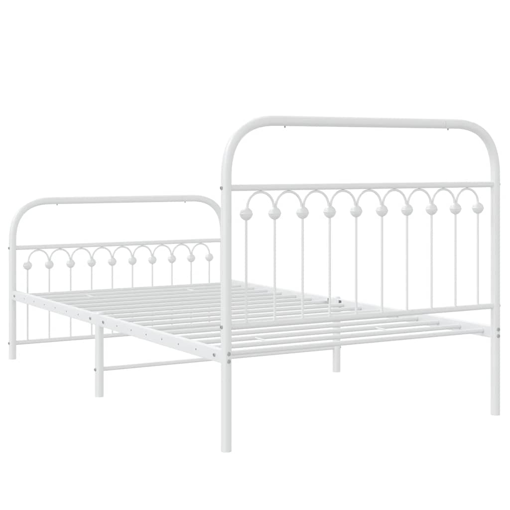 Cadre de lit métal sans matelas et pied de lit blanc 107x203 cm - XIOS