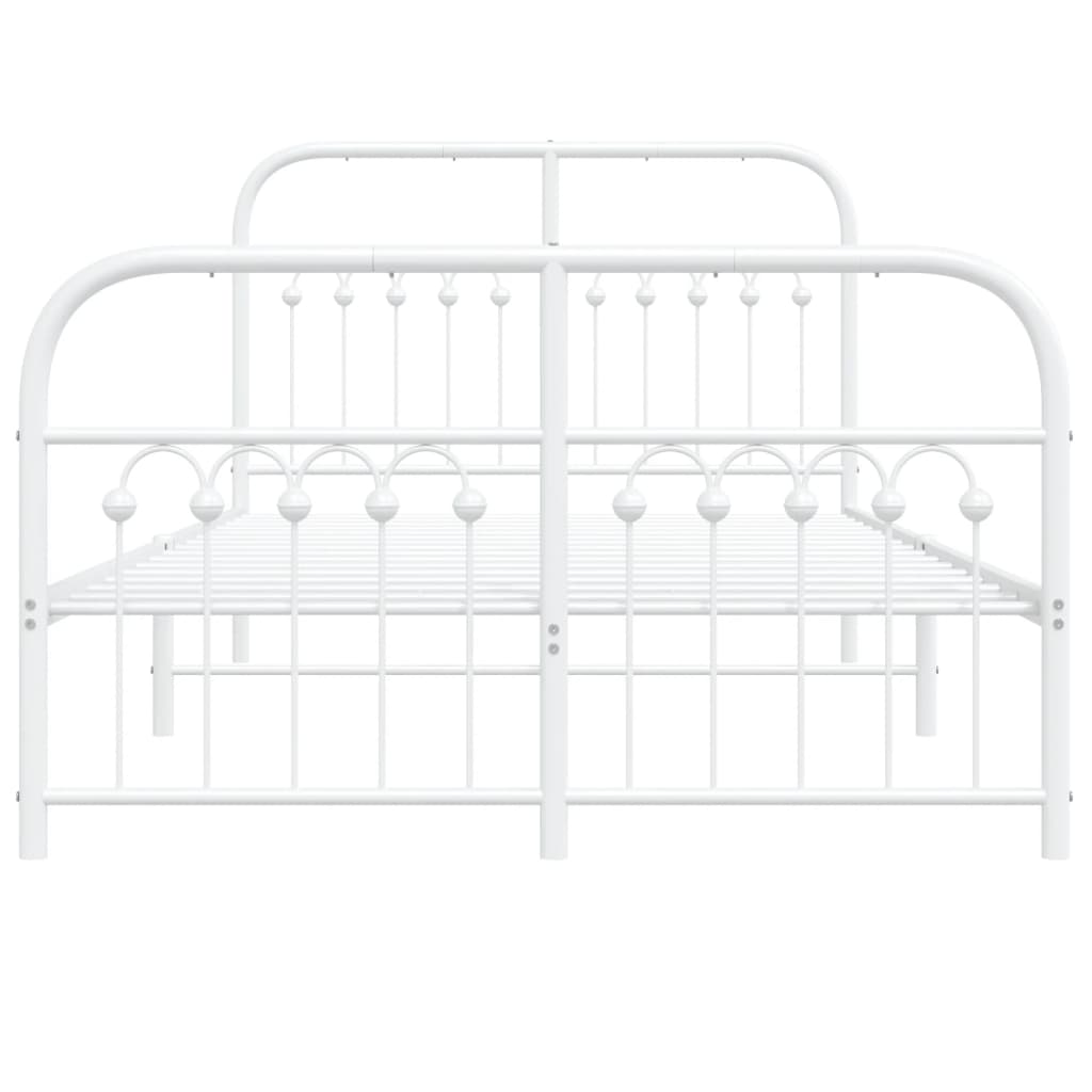 Cadre de lit métal sans matelas et pied de lit blanc 120x190 cm - XIOS