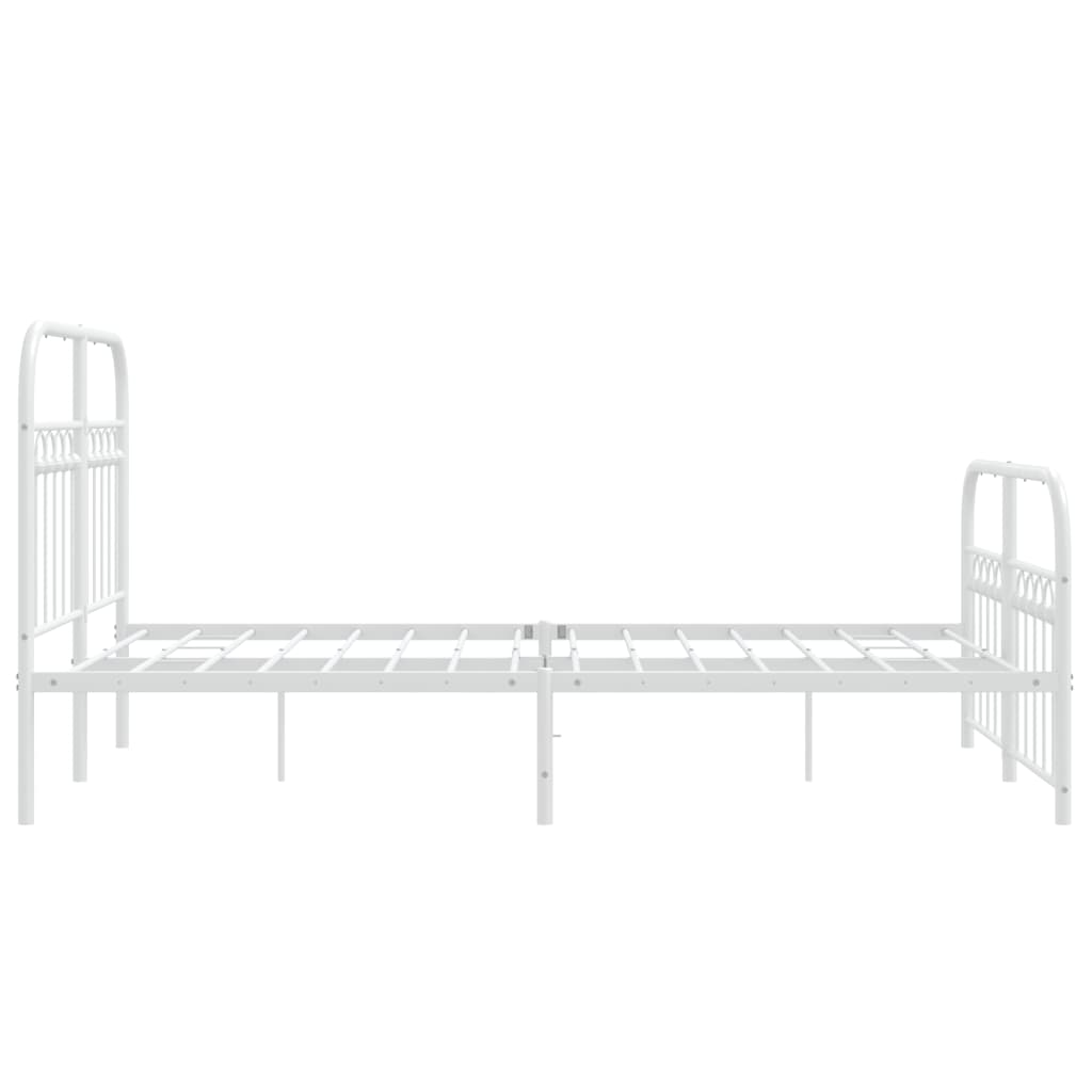 Cadre de lit métal sans matelas et pied de lit blanc 120x190 cm - XIOS