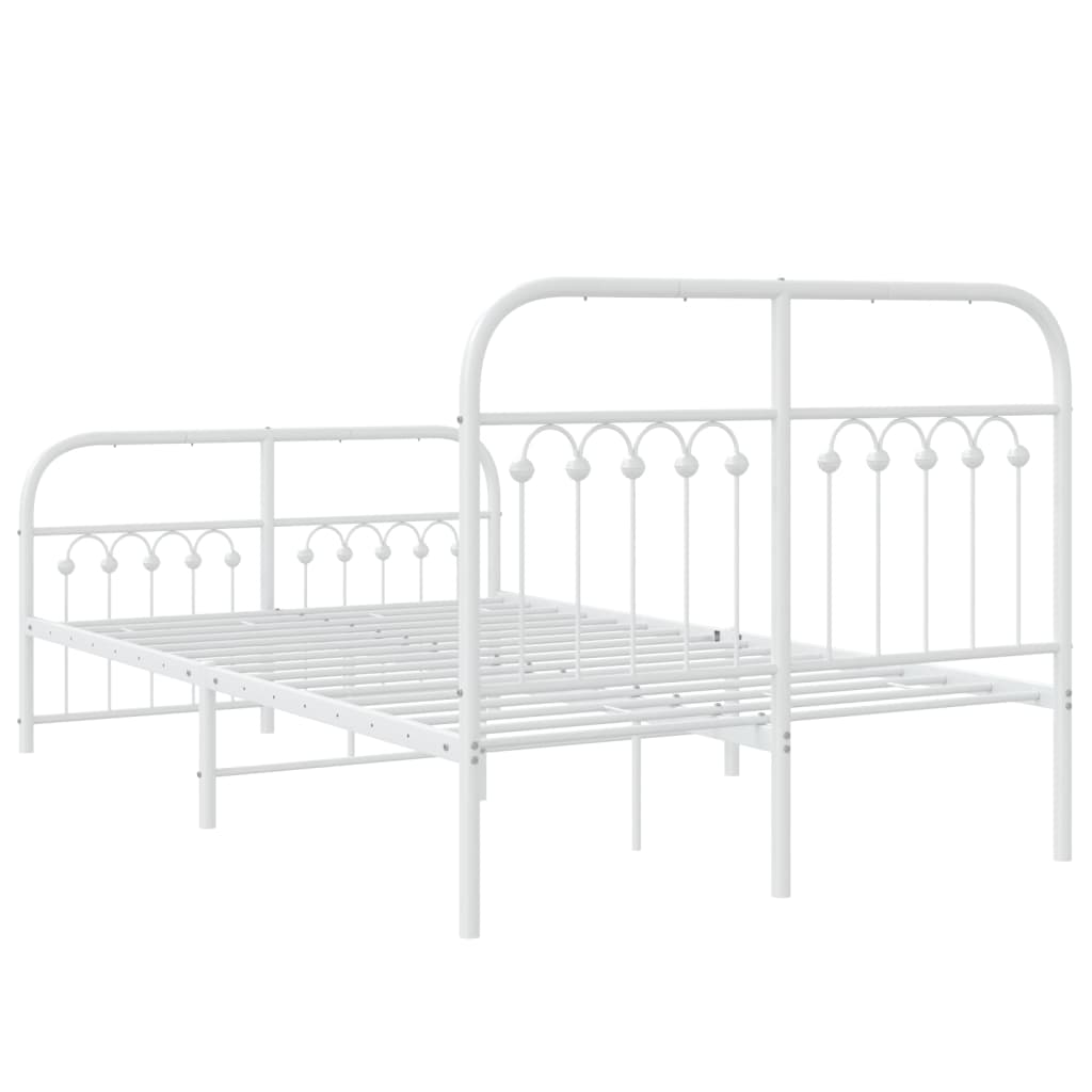 Cadre de lit métal sans matelas et pied de lit blanc 120x190 cm - XIOS