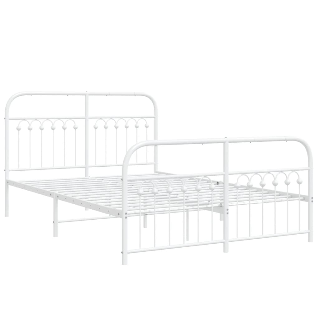 Cadre de lit métal sans matelas et pied de lit blanc 137x190 cm - XIOS