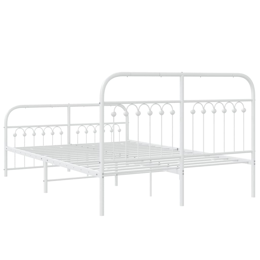 Cadre de lit métal sans matelas et pied de lit blanc 137x190 cm - XIOS