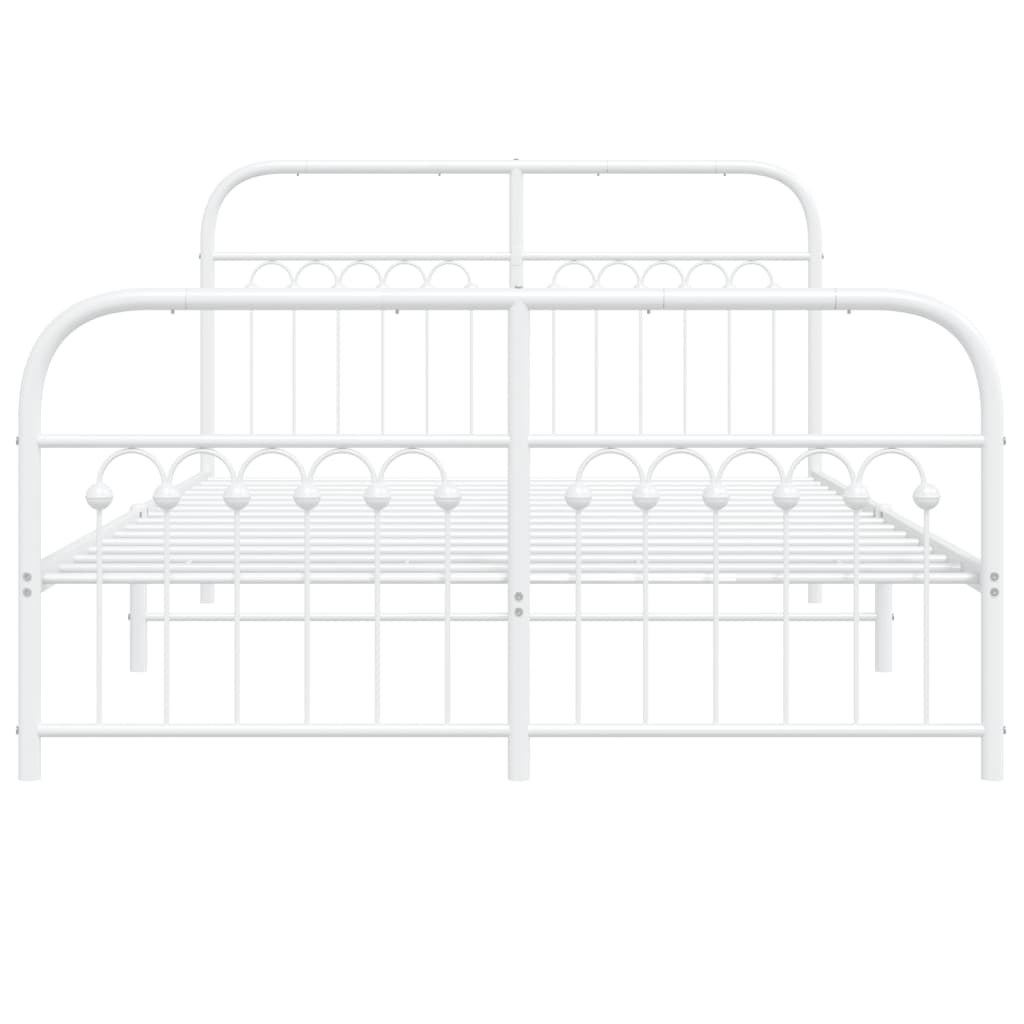 Cadre de lit métal sans matelas et pied de lit blanc 140x200 cm - XIOS