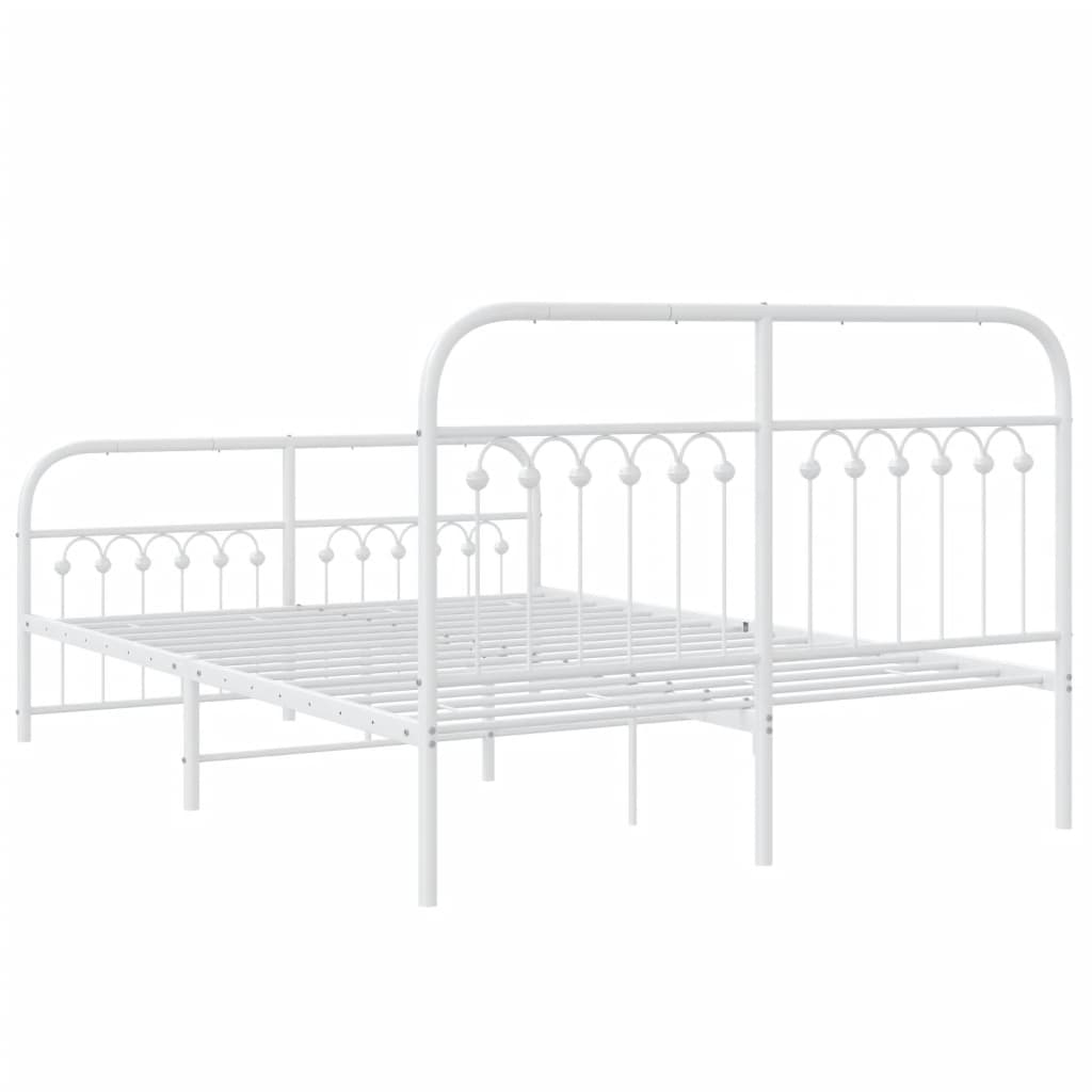Cadre de lit métal sans matelas et pied de lit blanc 140x200 cm - XIOS