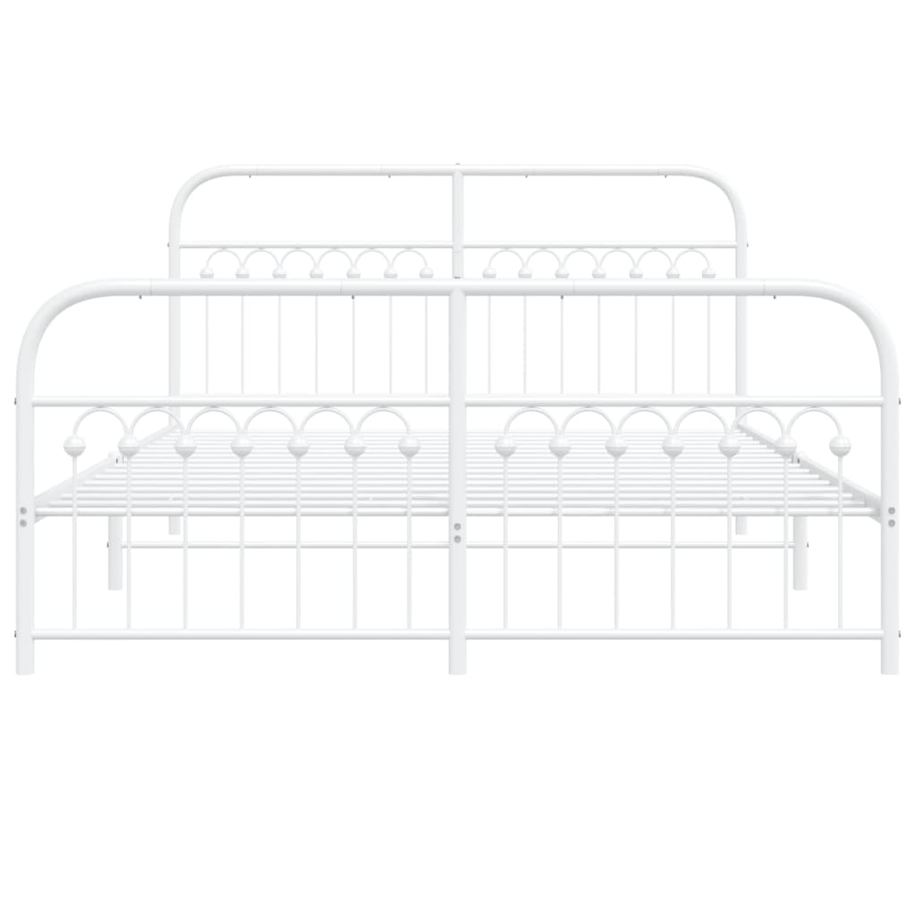Cadre de lit métal sans matelas et pied de lit blanc 150x200 cm - XIOS