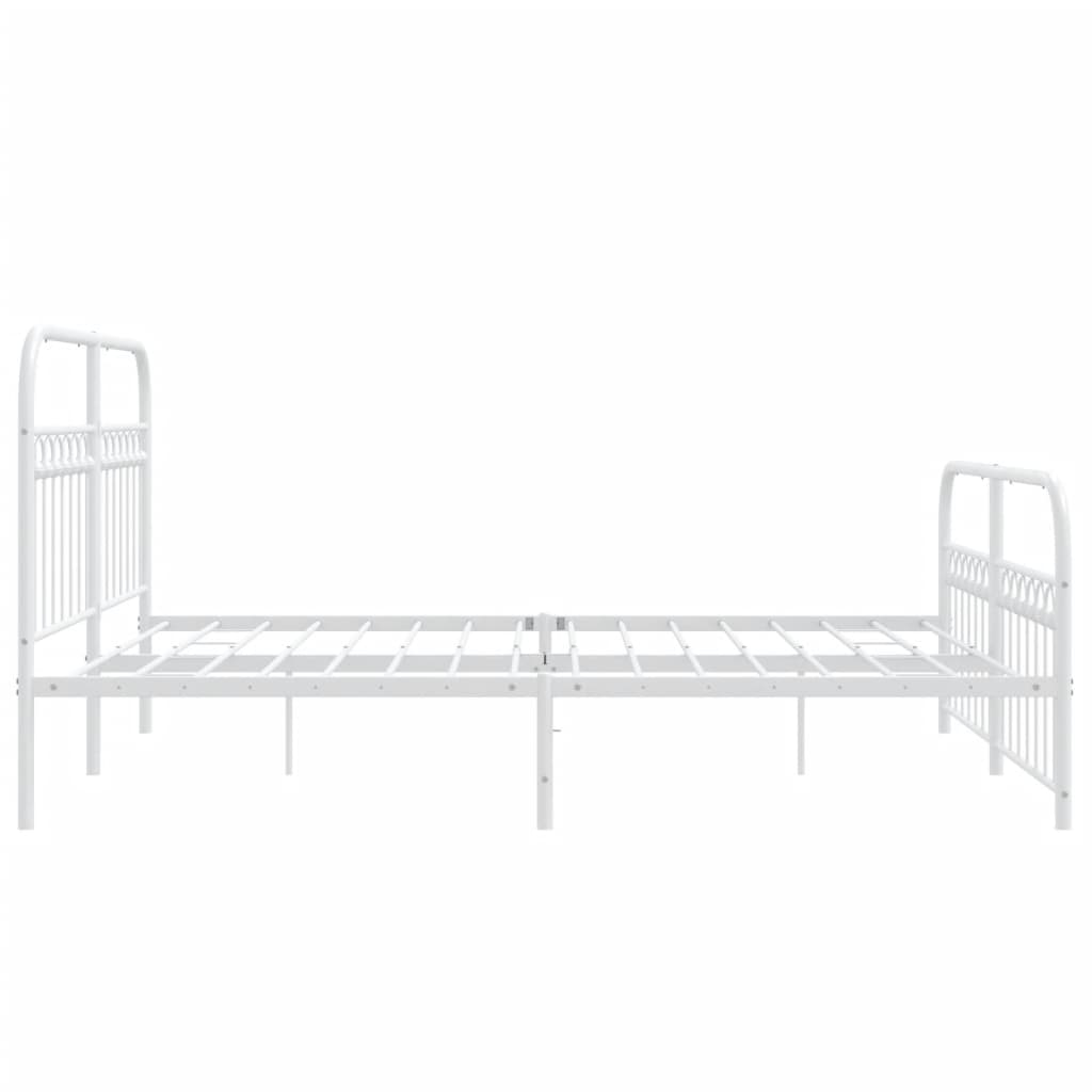 Cadre de lit métal sans matelas et pied de lit blanc 150x200 cm - XIOS
