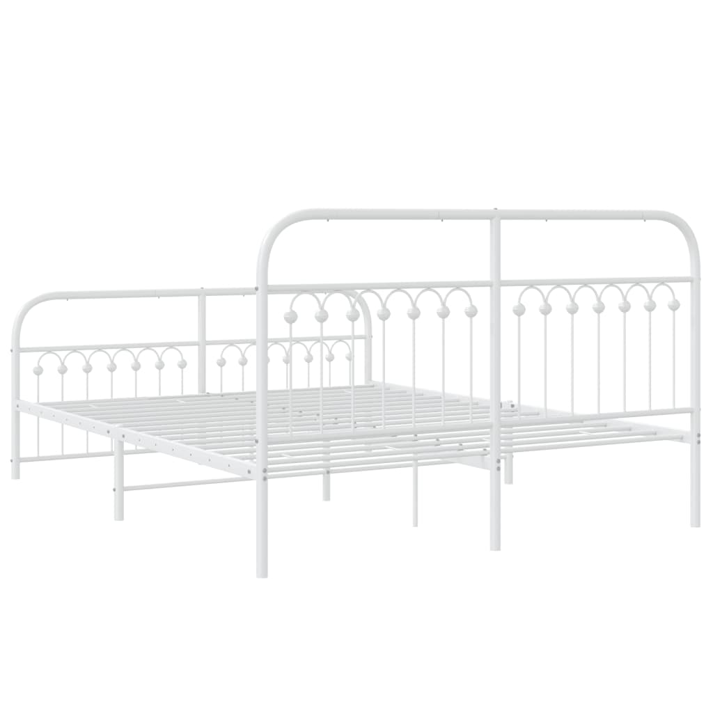 Cadre de lit métal sans matelas et pied de lit blanc 150x200 cm - XIOS