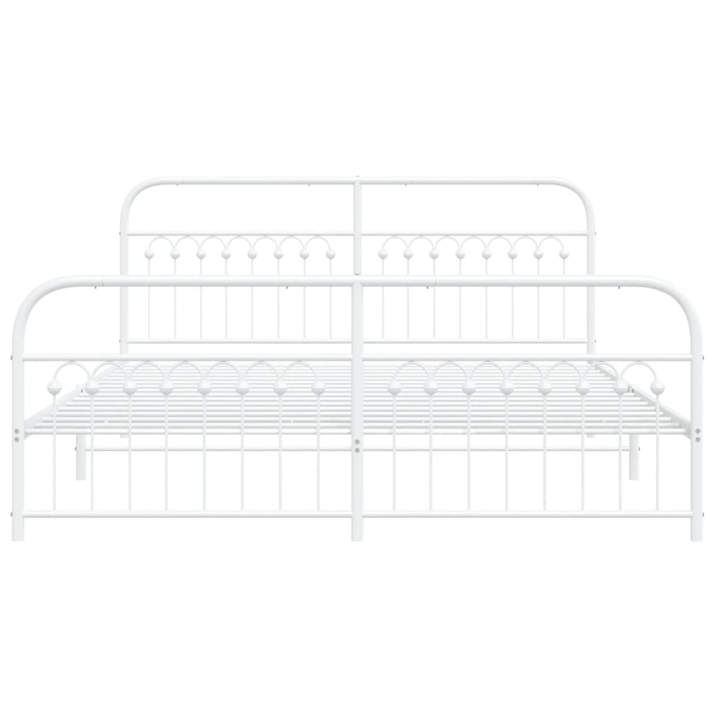 Cadre de lit métal sans matelas et pied de lit blanc 183x213 cm - XIOS