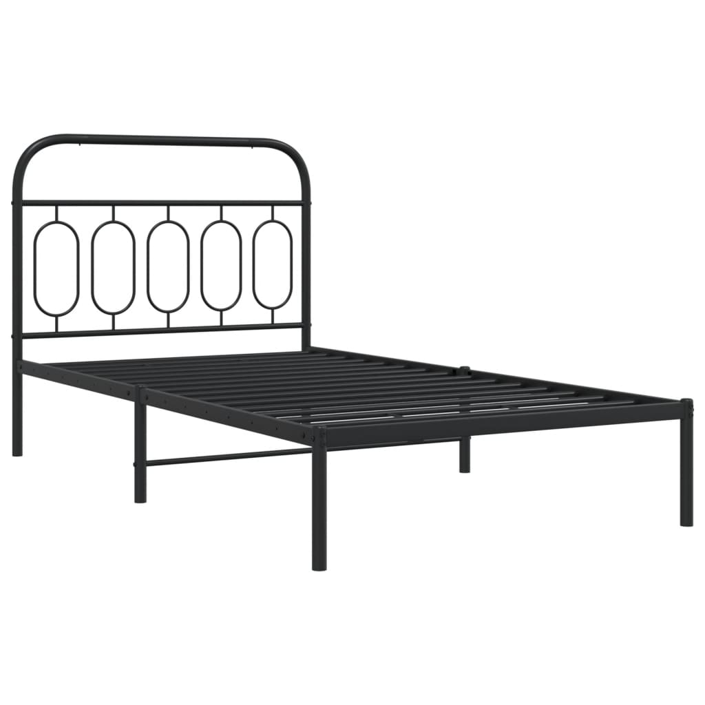 Cadre de lit métal sans matelas avec tête de lit noir 100x190cm - XIOS