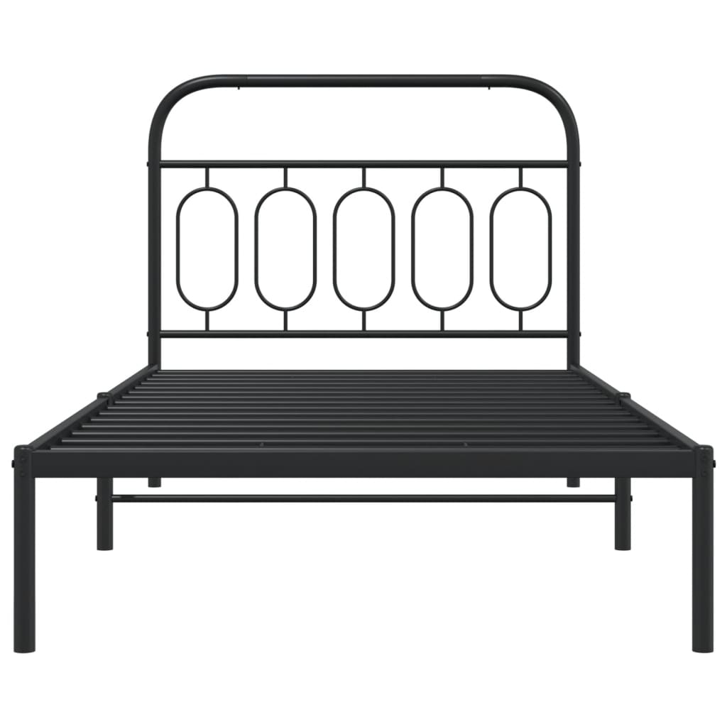 Cadre de lit métal sans matelas avec tête de lit noir 100x190cm - XIOS