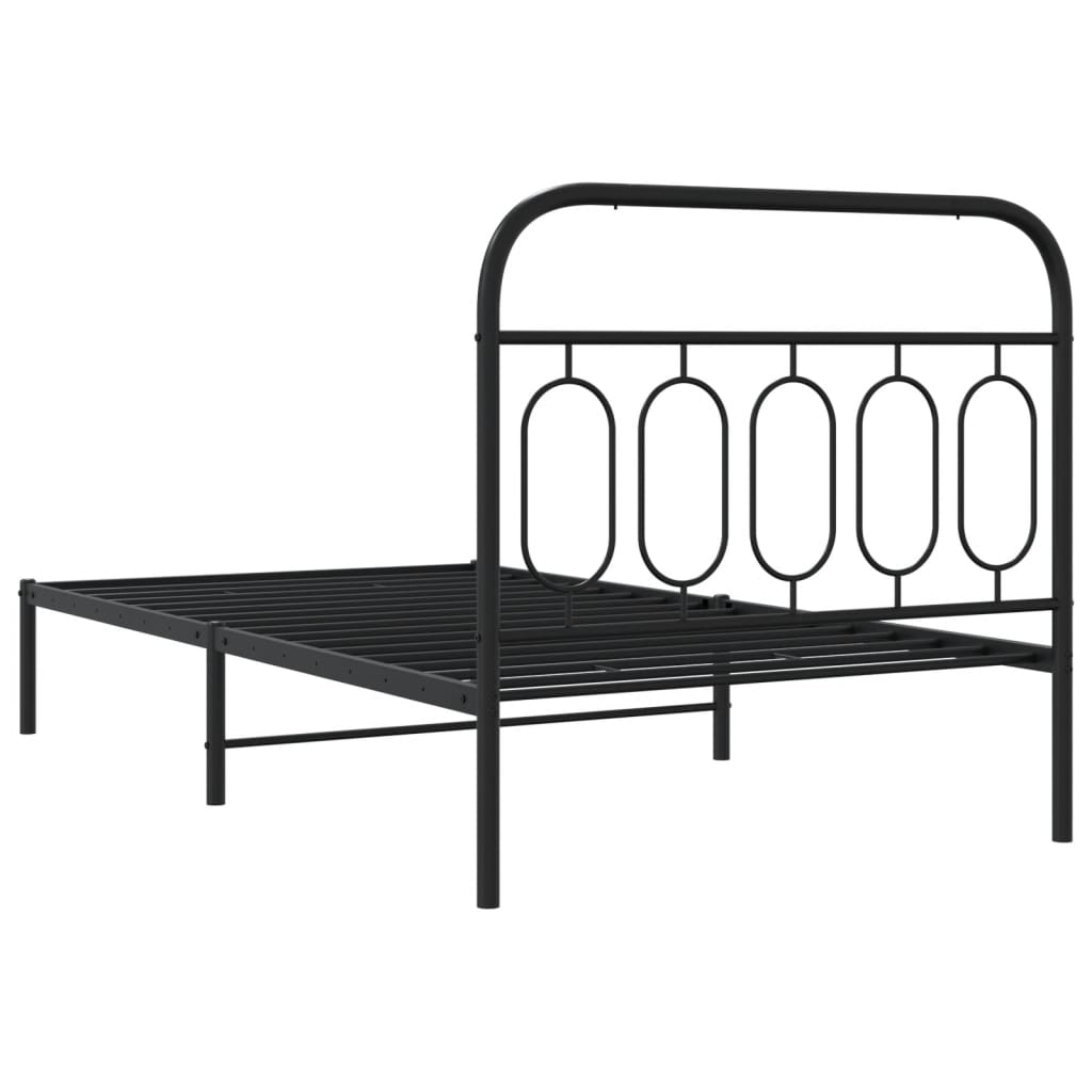 Cadre de lit métal sans matelas avec tête de lit noir 100x190cm - XIOS