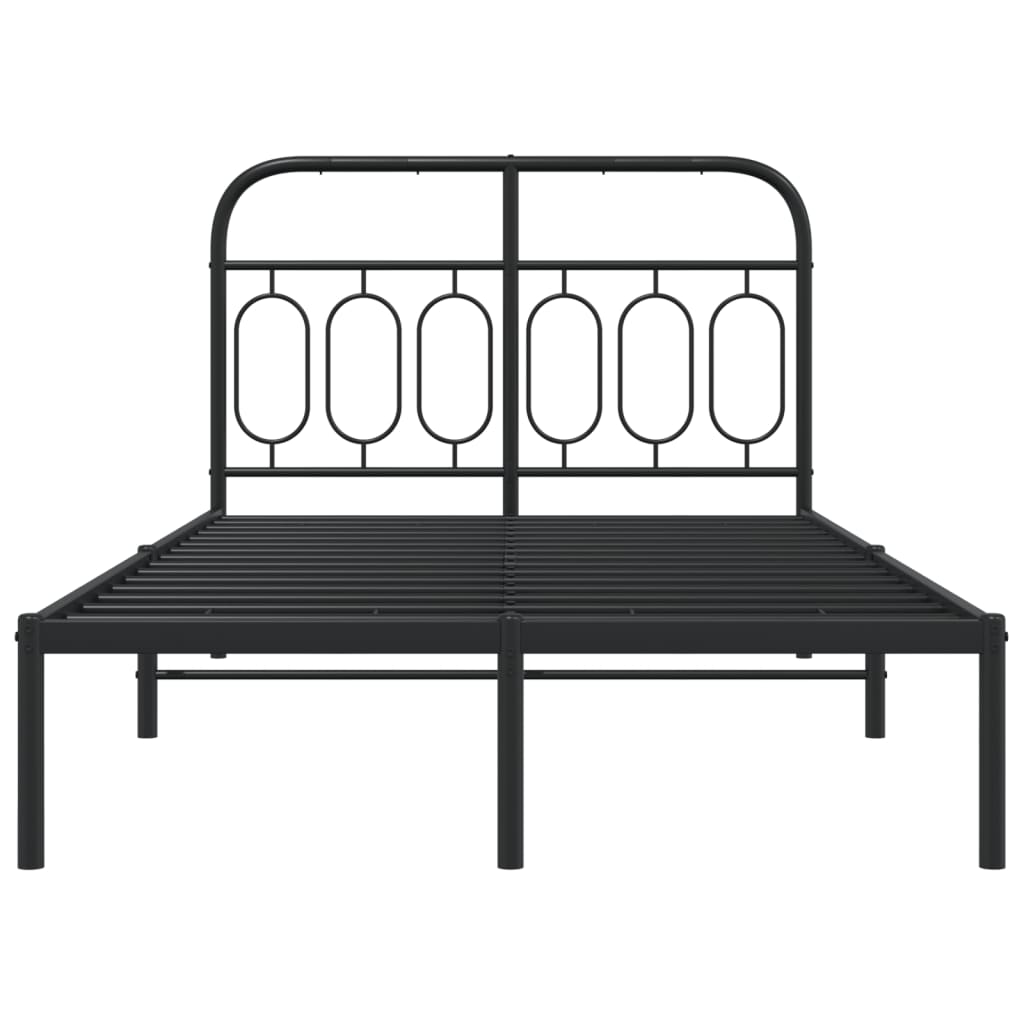 Cadre de lit métal sans matelas avec tête de lit noir 120x190cm - XIOS