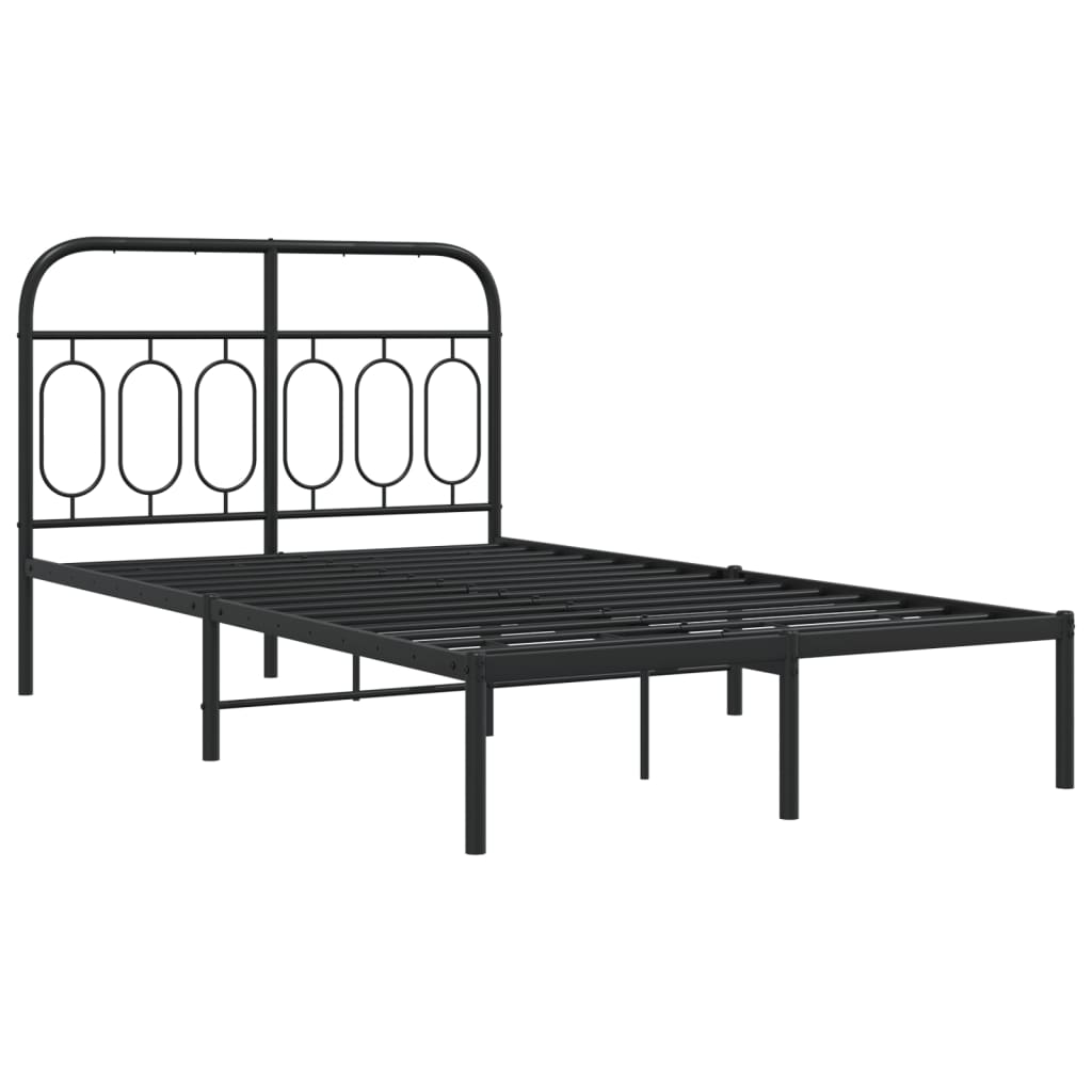 Cadre de lit métal sans matelas avec tête de lit noir 120x200cm - XIOS
