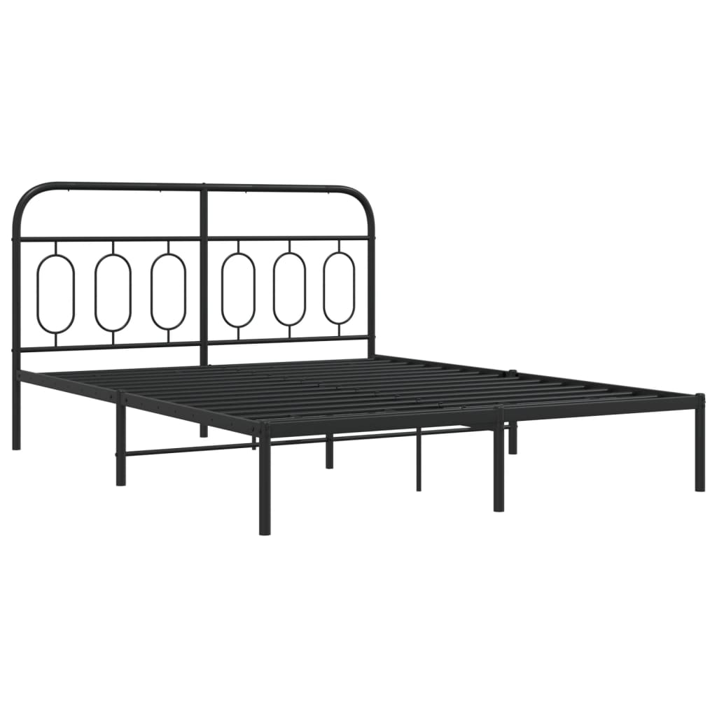 Cadre de lit métal sans matelas avec tête de lit noir 135x190cm - XIOS