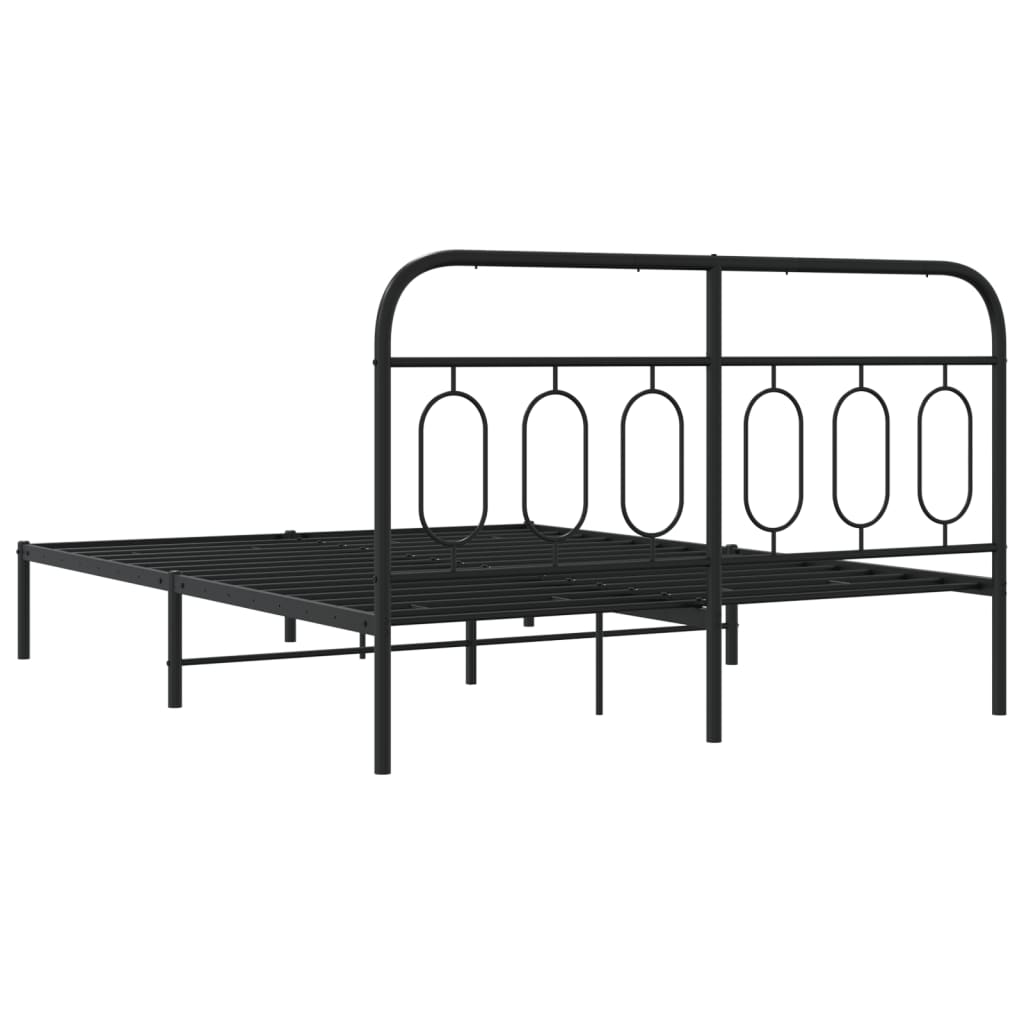 Cadre de lit métal sans matelas avec tête de lit noir 135x190cm - XIOS