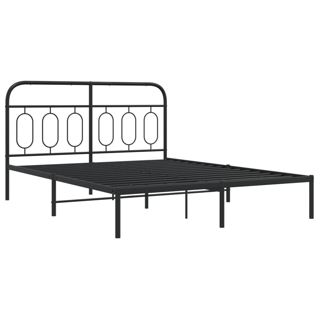 Cadre de lit métal sans matelas avec tête de lit noir 140x190cm - XIOS