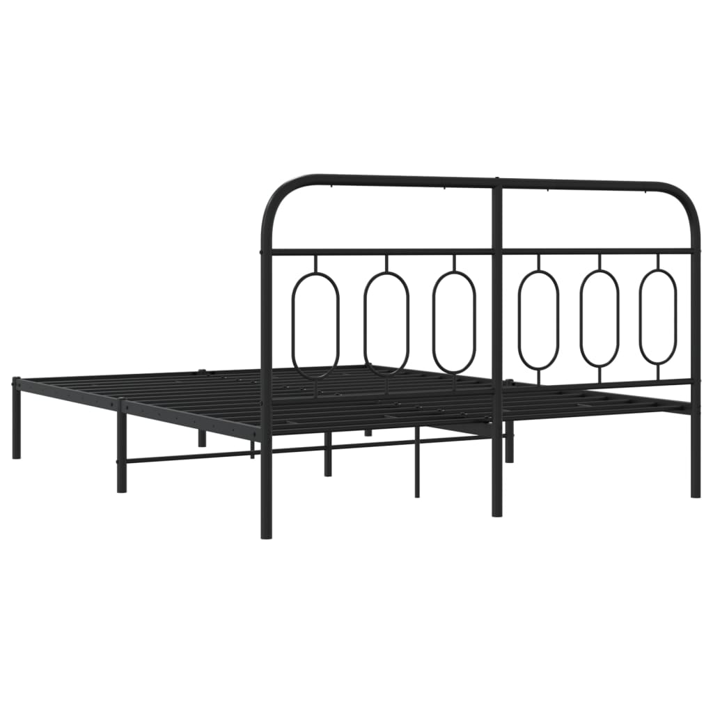 Cadre de lit métal sans matelas avec tête de lit noir 140x190cm - XIOS