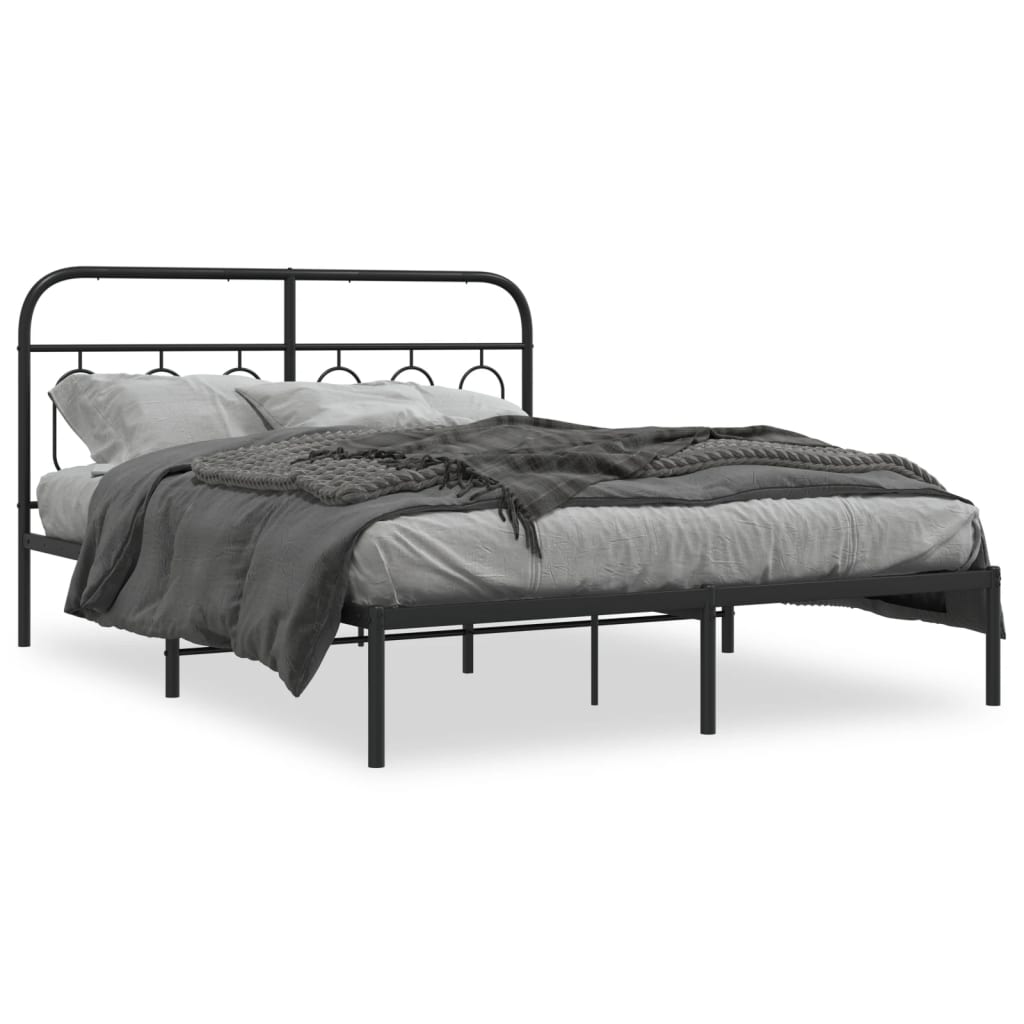 Cadre de lit métal sans matelas avec tête de lit noir 140x200cm - XIOS