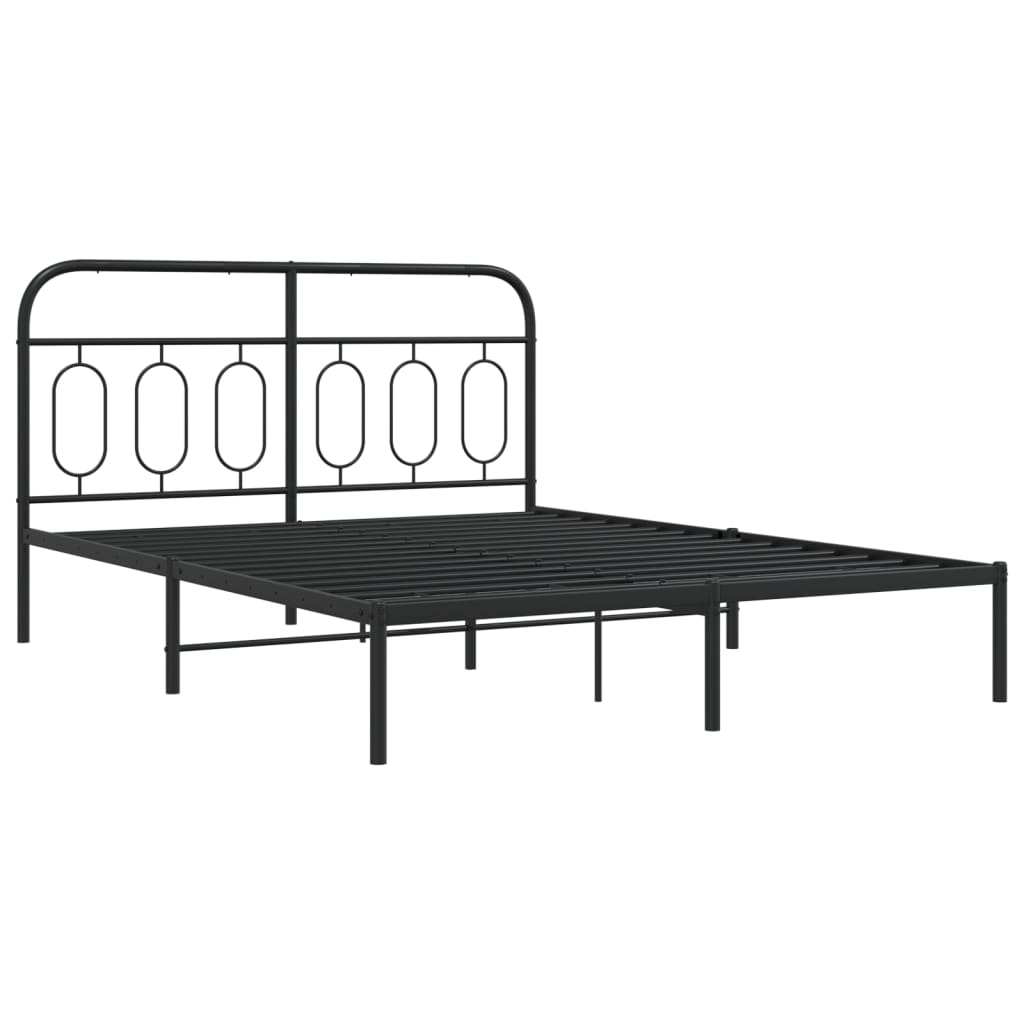 Cadre de lit métal sans matelas avec tête de lit noir 140x200cm - XIOS