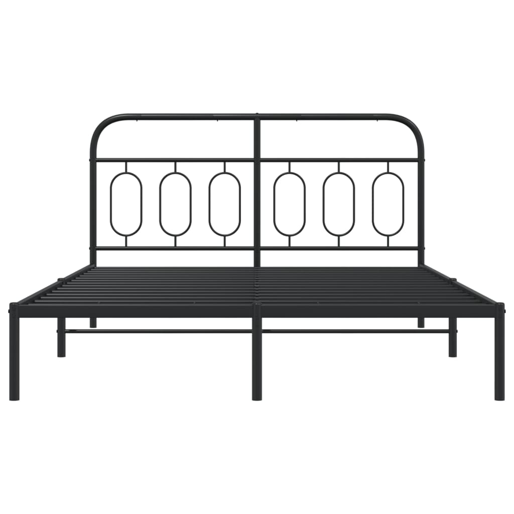 Cadre de lit métal sans matelas avec tête de lit noir 150x200cm - XIOS