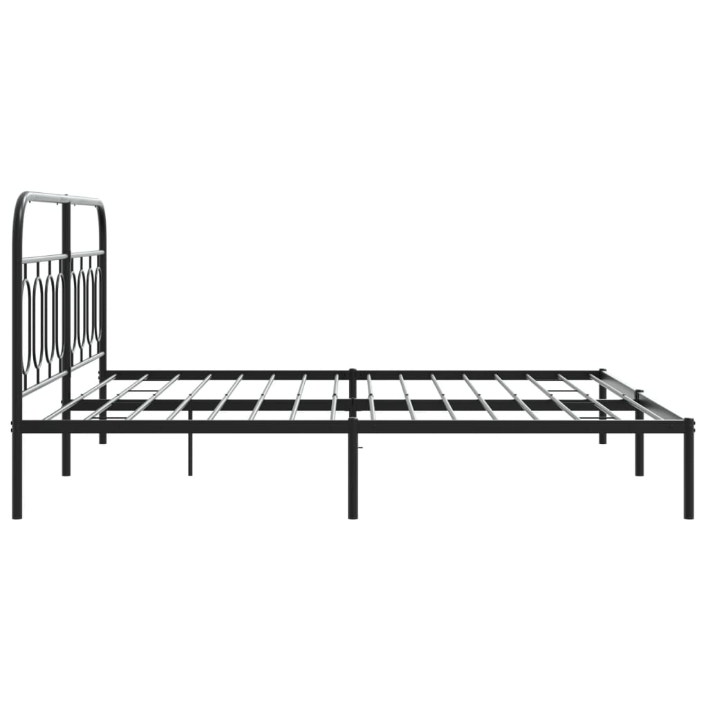 Cadre de lit métal sans matelas avec tête de lit noir 193x203cm - XIOS