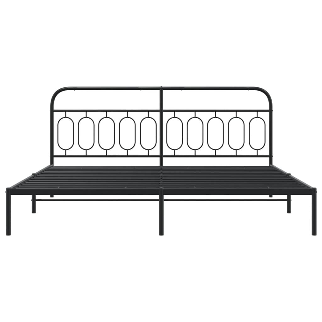 Cadre de lit métal sans matelas avec tête de lit noir 200x200cm - XIOS