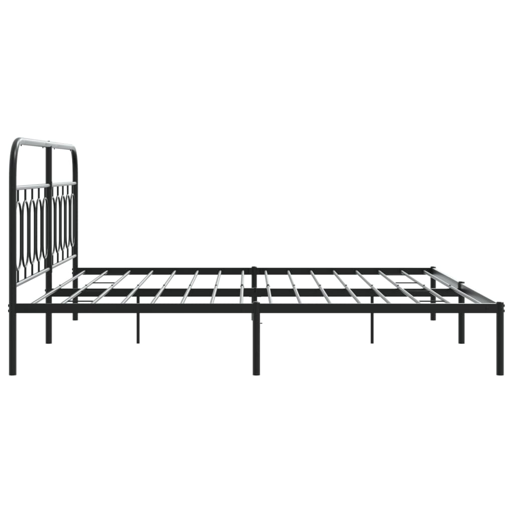 Cadre de lit métal sans matelas avec tête de lit noir 200x200cm - XIOS
