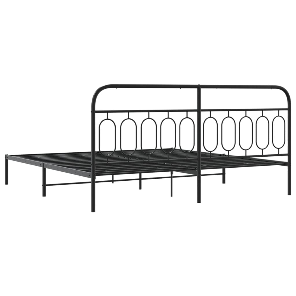 Cadre de lit métal sans matelas avec tête de lit noir 200x200cm - XIOS