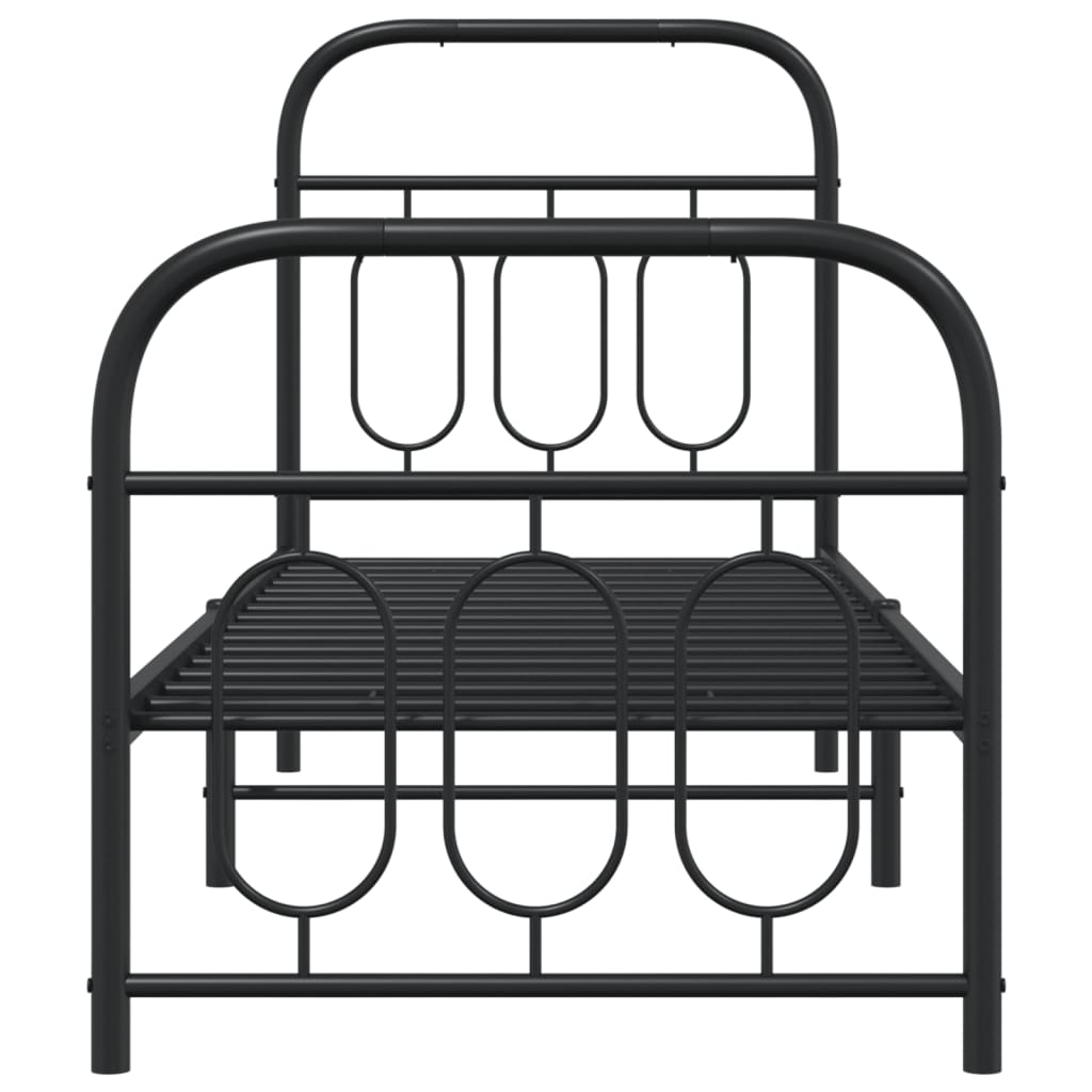 Cadre de lit métal sans matelas avec pied de lit noir 75x190 cm - XIOS