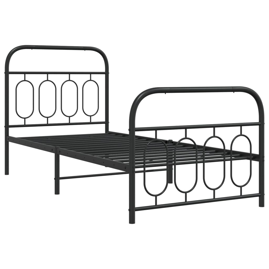 Cadre de lit métal sans matelas avec pied de lit noir 80x200 cm - XIOS