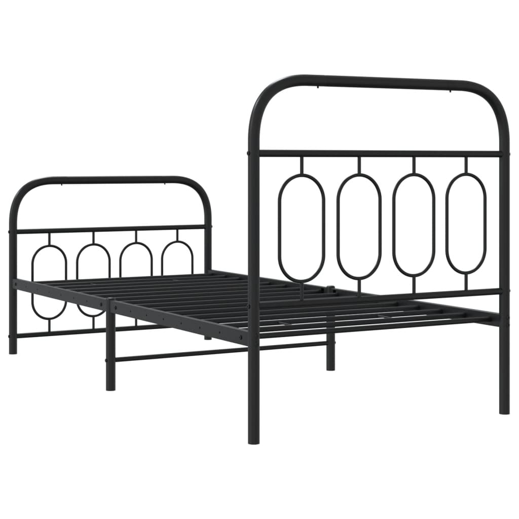 Cadre de lit métal sans matelas avec pied de lit noir 80x200 cm - XIOS