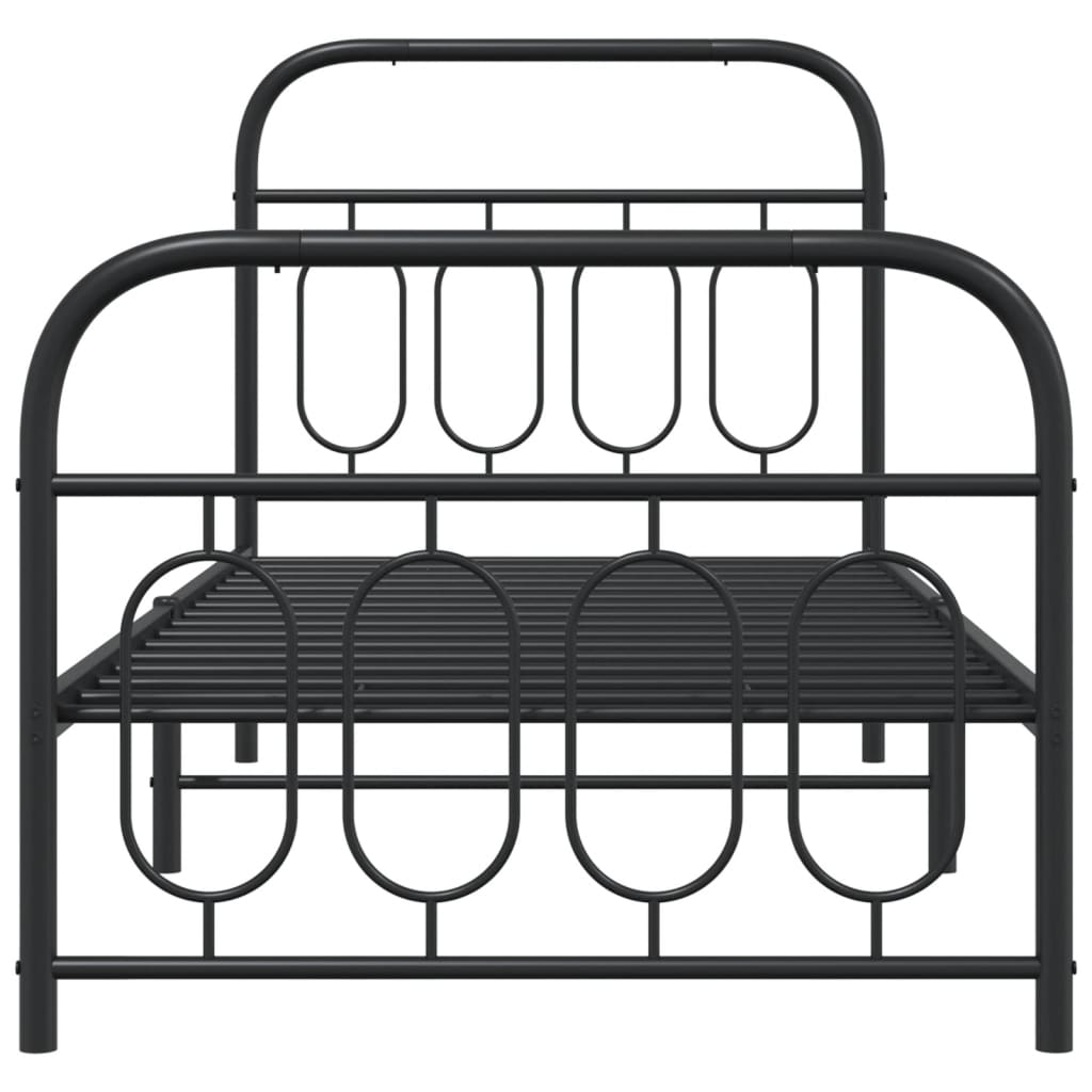 Cadre de lit métal sans matelas avec pied de lit noir 90x200 cm - XIOS