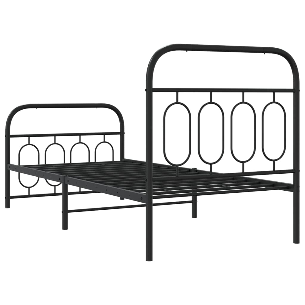 Cadre de lit métal sans matelas avec pied de lit noir 90x200 cm - XIOS