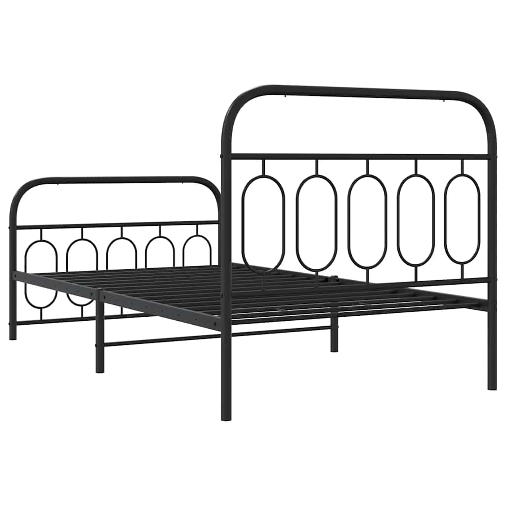 Cadre de lit métal sans matelas avec pied de lit noir 100x190cm - XIOS