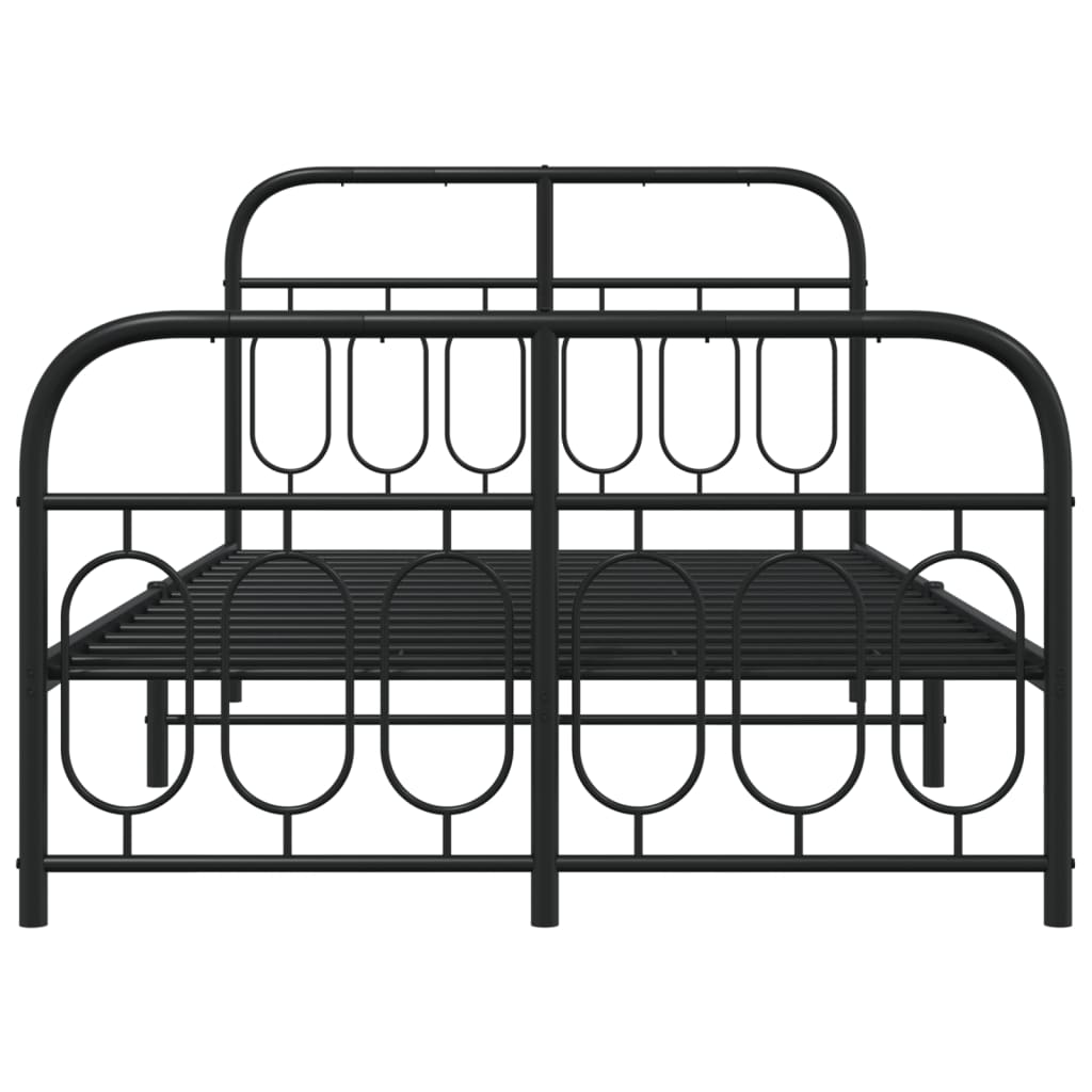 Cadre de lit métal sans matelas avec pied de lit noir 120x190cm - XIOS