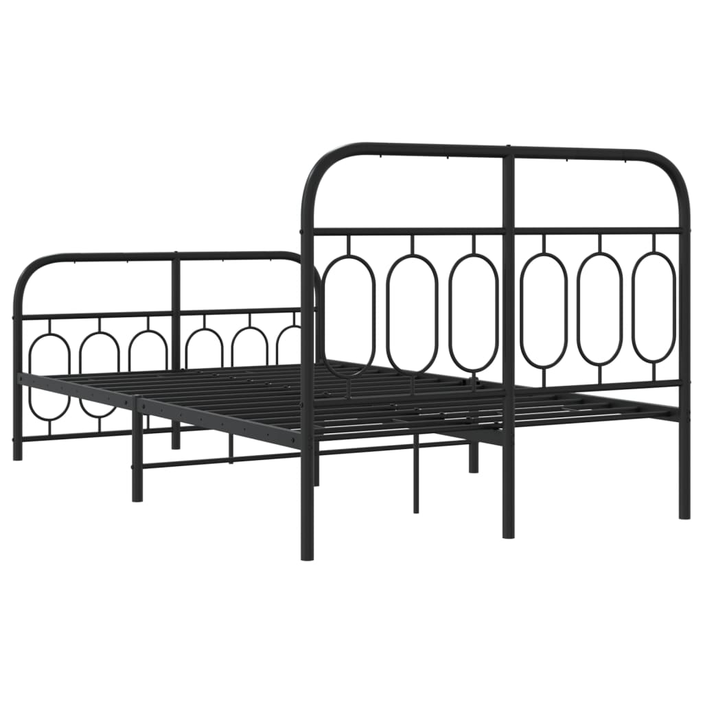 Cadre de lit métal sans matelas avec pied de lit noir 120x190cm - XIOS
