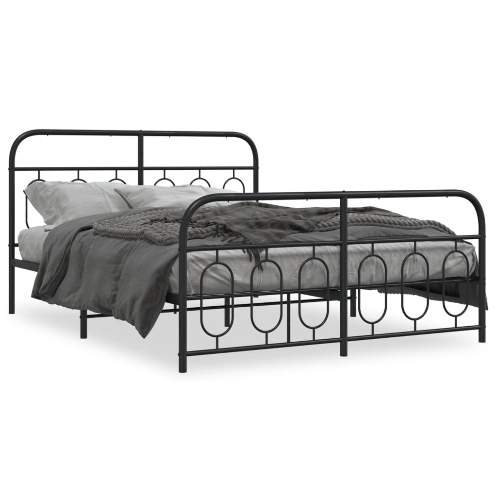 Cadre de lit métal sans matelas avec pied de lit noir 140x190cm - XIOS