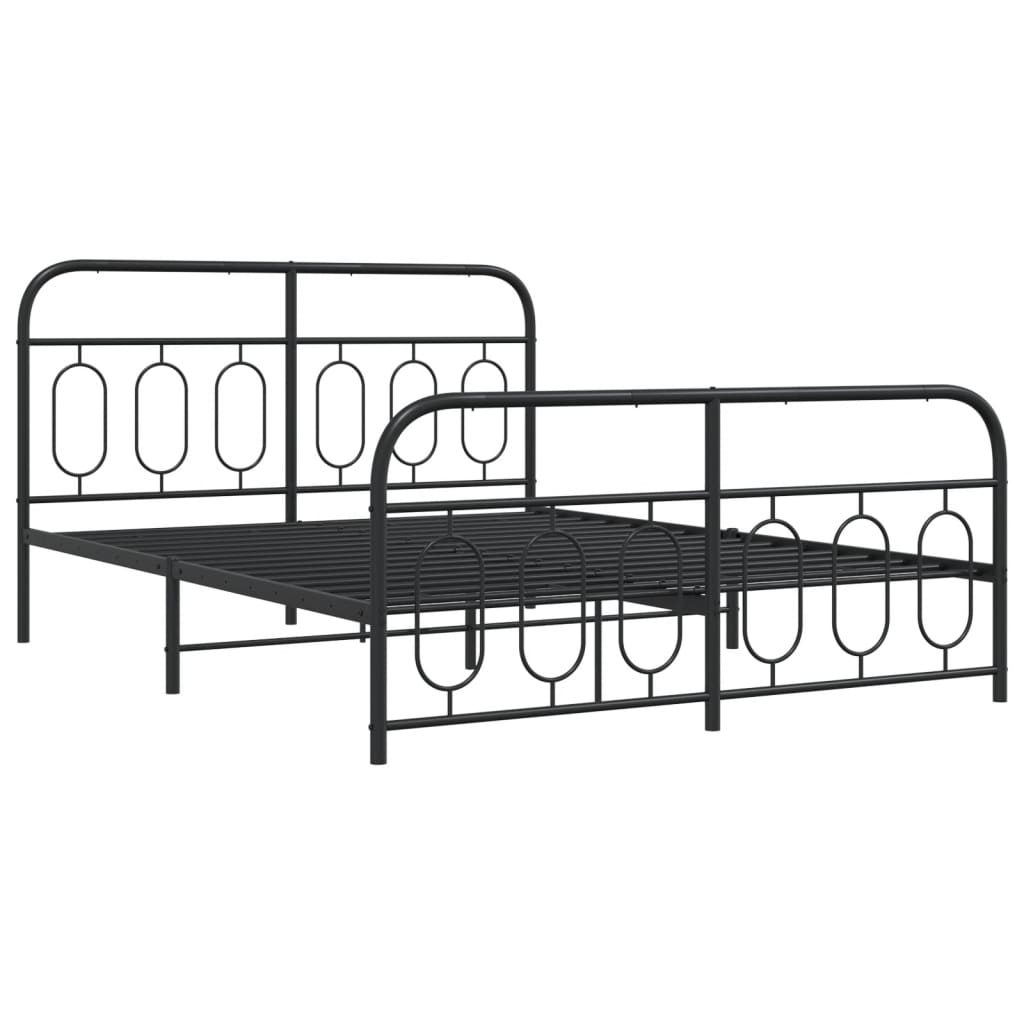 Cadre de lit métal sans matelas avec pied de lit noir 140x190cm - XIOS