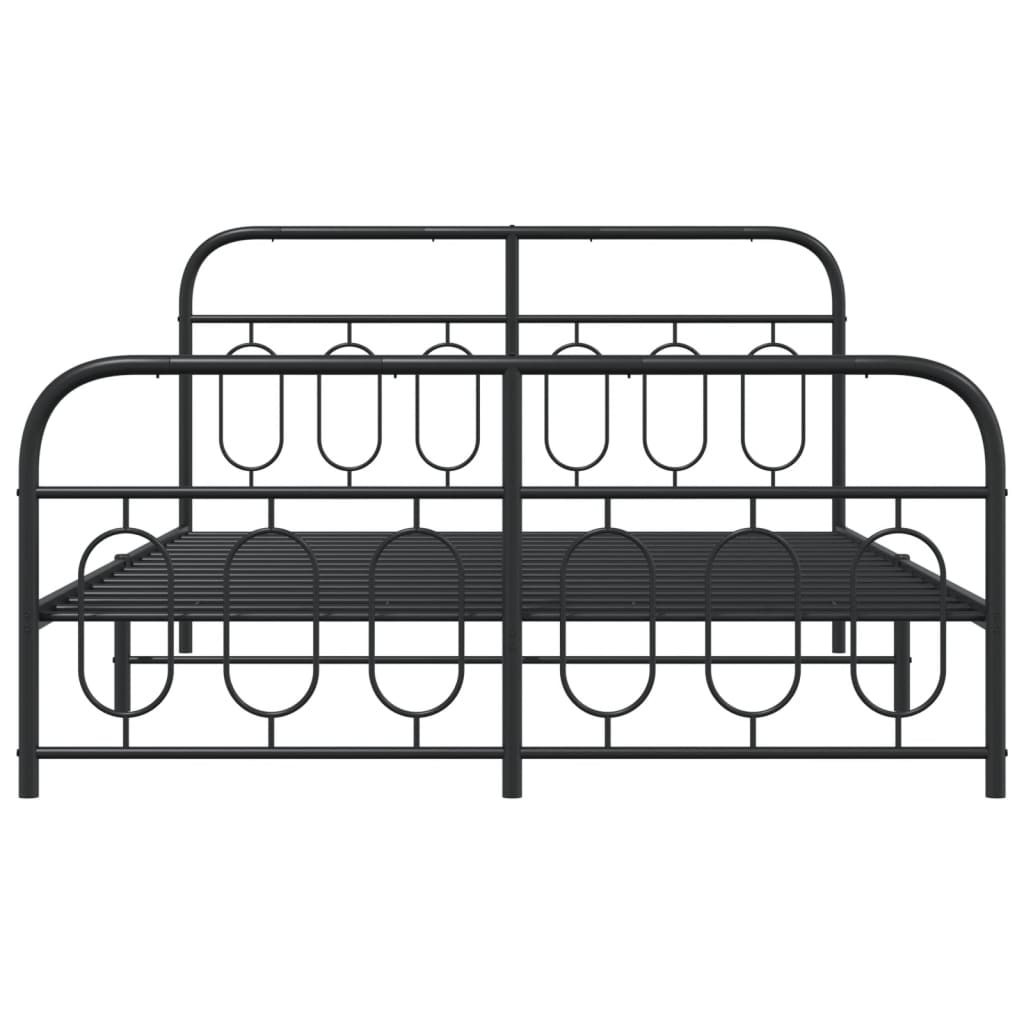 Cadre de lit métal sans matelas avec pied de lit noir 140x190cm - XIOS