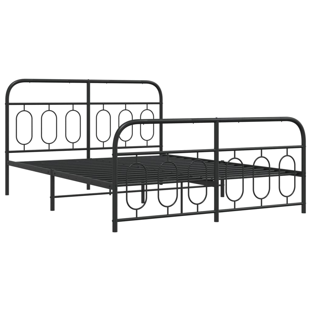 Cadre de lit métal sans matelas avec pied de lit noir 150x200cm - XIOS