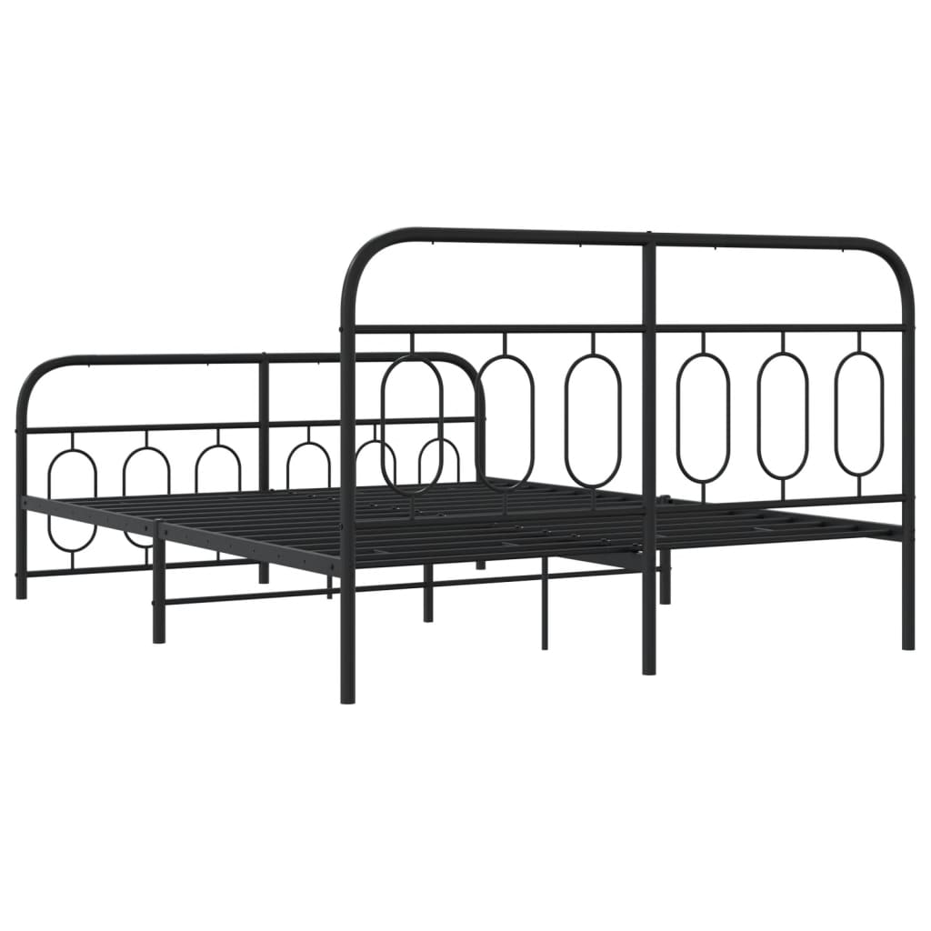 Cadre de lit métal sans matelas avec pied de lit noir 150x200cm - XIOS