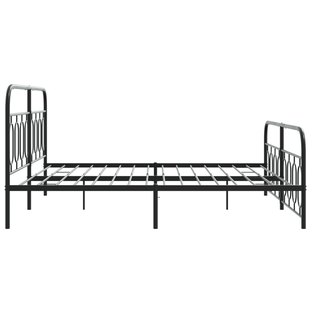 Cadre de lit métal sans matelas avec pied de lit noir 193x203cm - XIOS