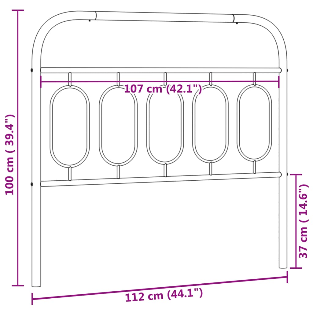 Tête de lit métal noir 107 cm - XIOS