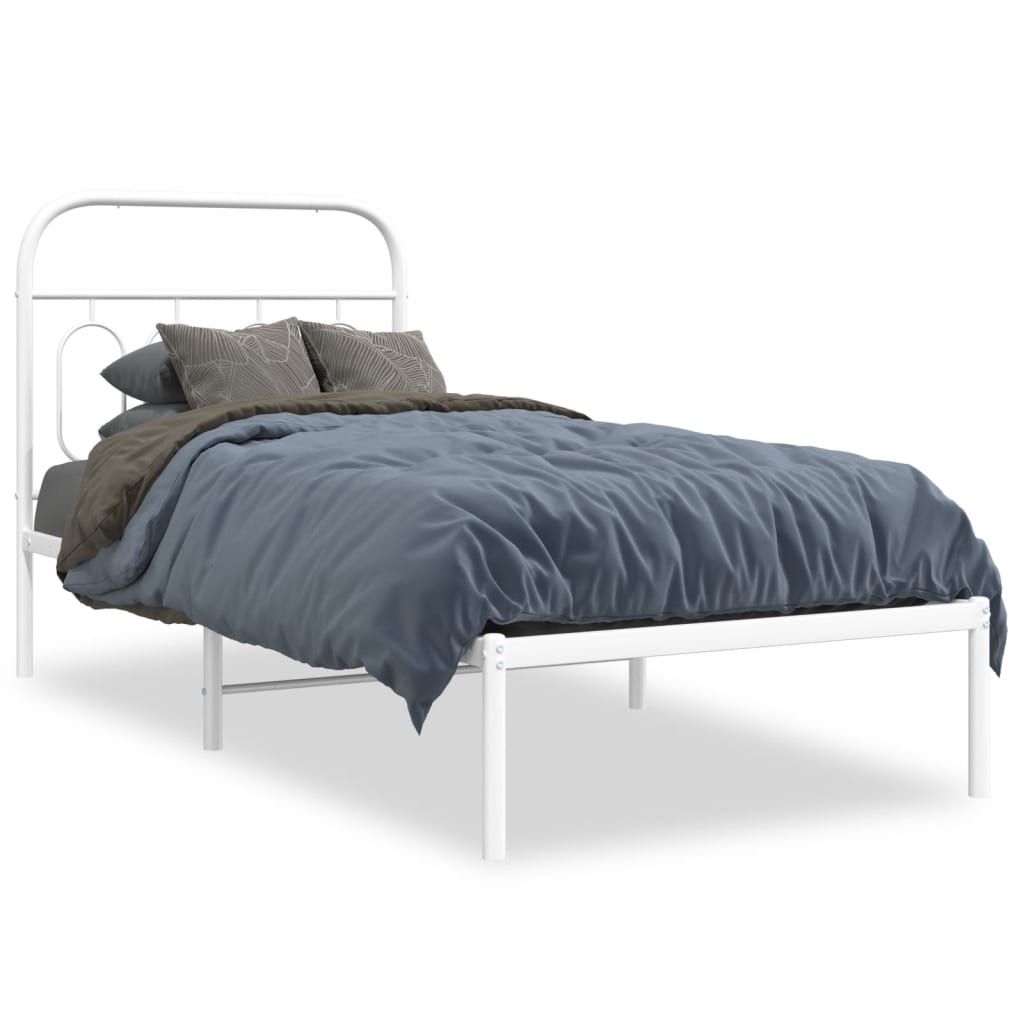 Cadre de lit métal sans matelas avec tête de lit blanc 80x200cm - XIOS
