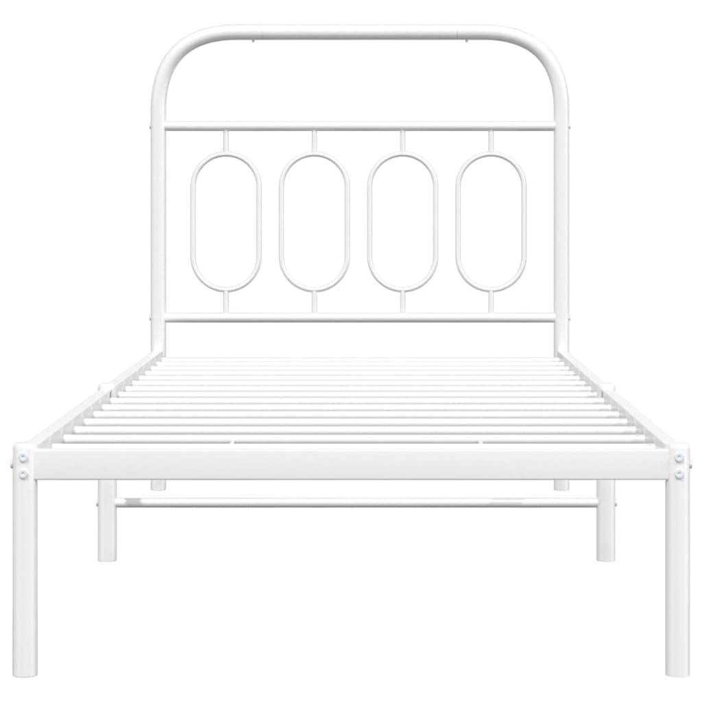 Cadre de lit métal sans matelas avec tête de lit blanc 80x200cm - XIOS