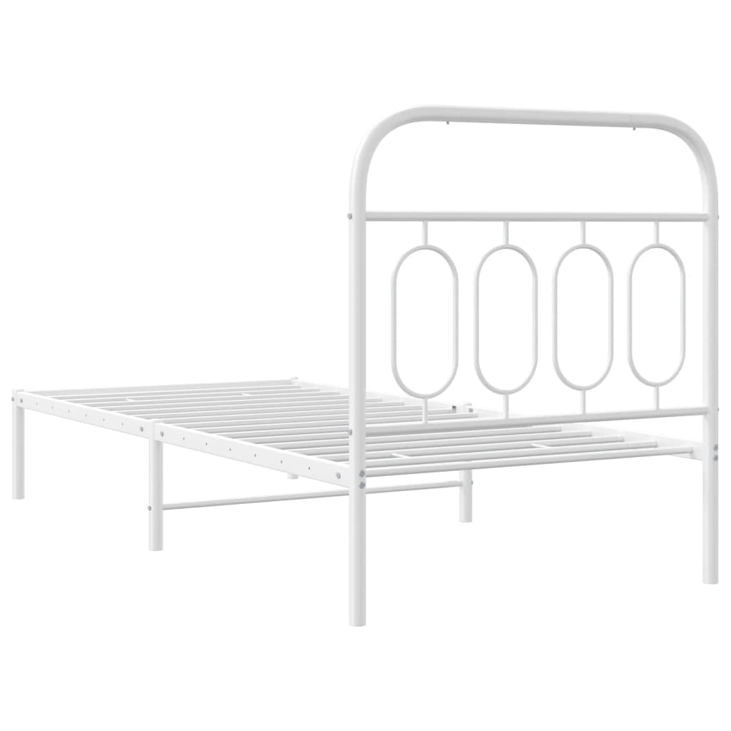 Cadre de lit métal sans matelas avec tête de lit blanc 80x200cm - XIOS