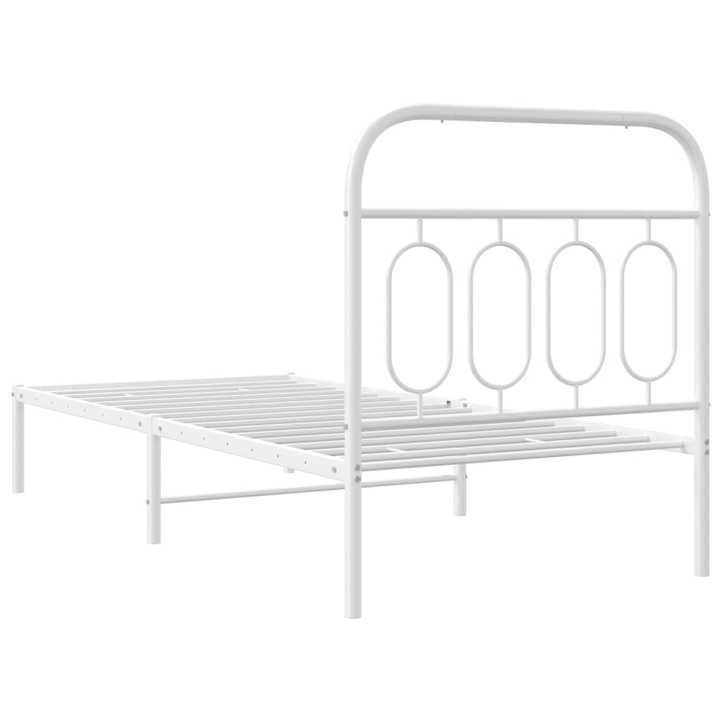 Cadre de lit métal sans matelas avec tête de lit blanc 90x200cm - XIOS