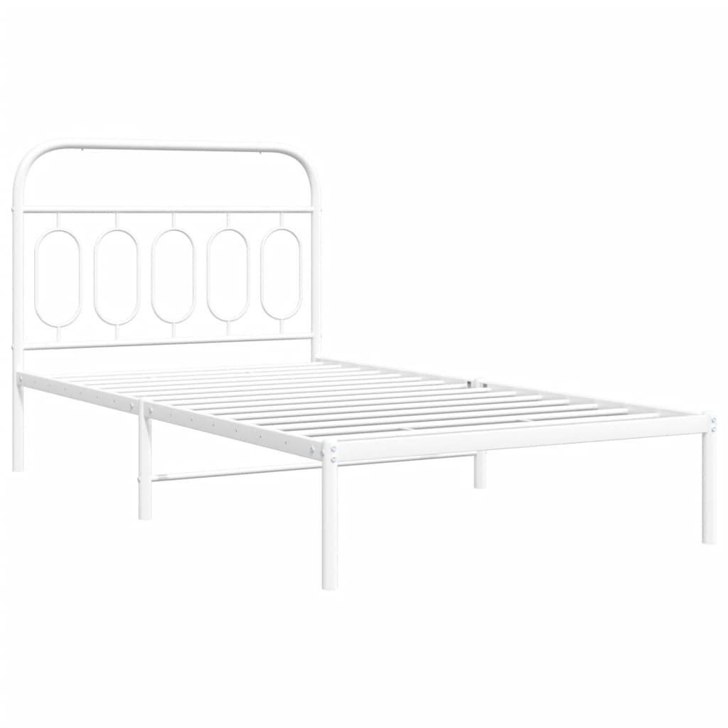 Cadre de lit métal sans matelas et tête de lit blanc 100x190 cm - XIOS