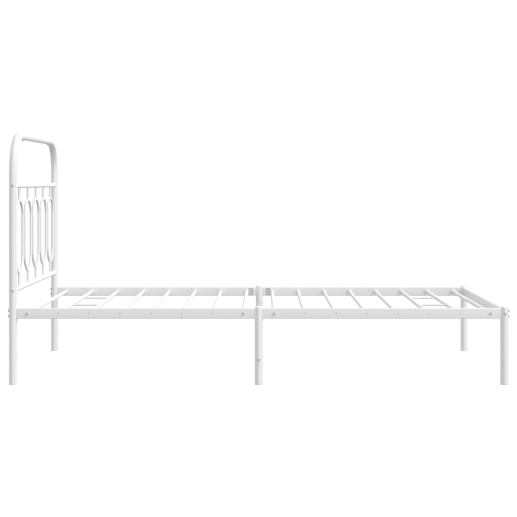 Cadre de lit métal sans matelas et tête de lit blanc 100x190 cm - XIOS